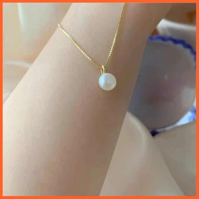 Gold Chain Pearl Pendant Necklaces For Women