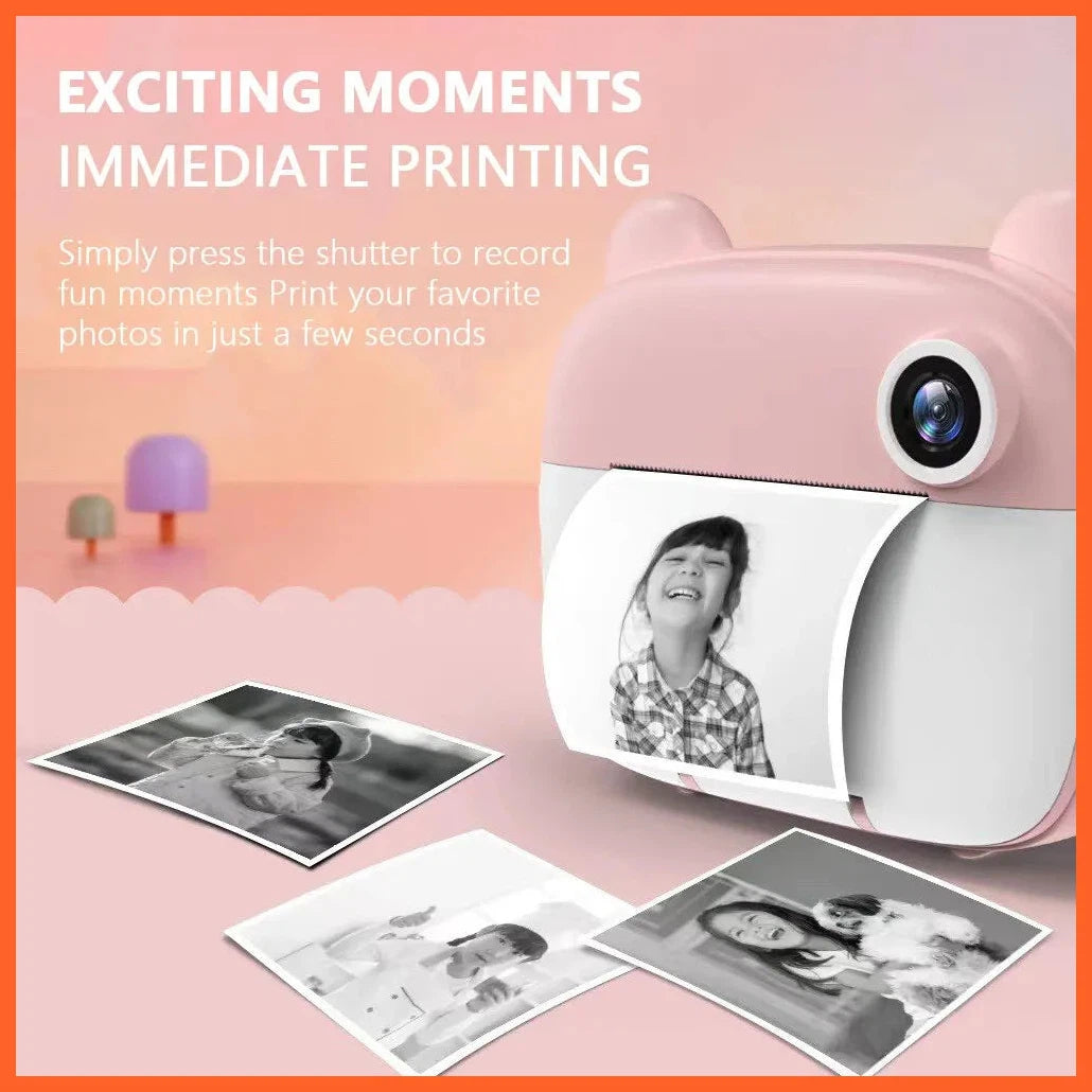 Children Digital Camera Instant Print For Kids Thermal Print Camera Instant Photo Printing Camera Video Toys+32G Memory Card