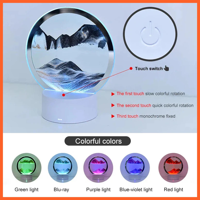 7Color Led Flowing Sand 3D Moving Sand Art Table Lamp | Home Decor