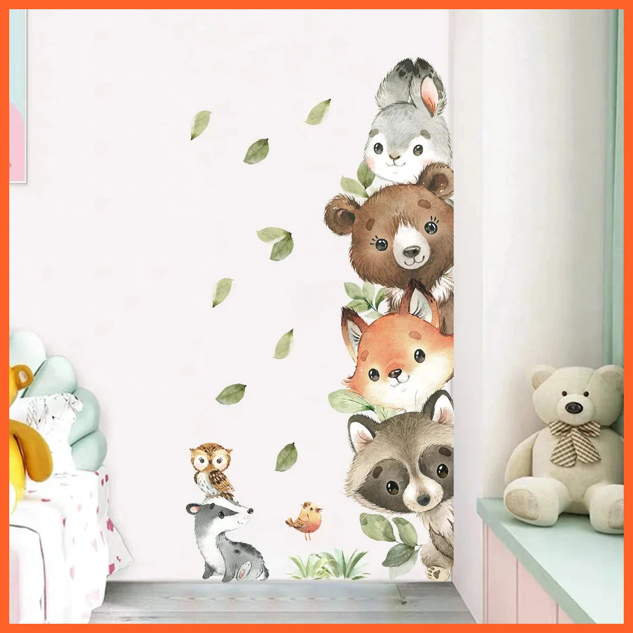 1Pc Cute Cartoon Probe Stacked Sitting Small Animal Wall Stickers For Kids Room Bedroom Home Decoration Wall Decor