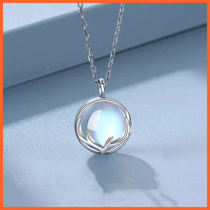 Silver Color Moonstone Pendant Necklaces For Women