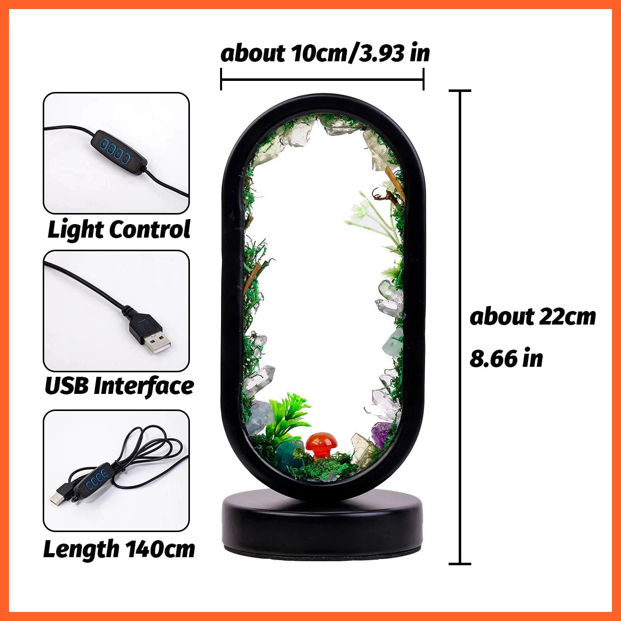 Natural Clear Night Lamp Healing Crystal Bedside Lamp Usb Dimming Mode