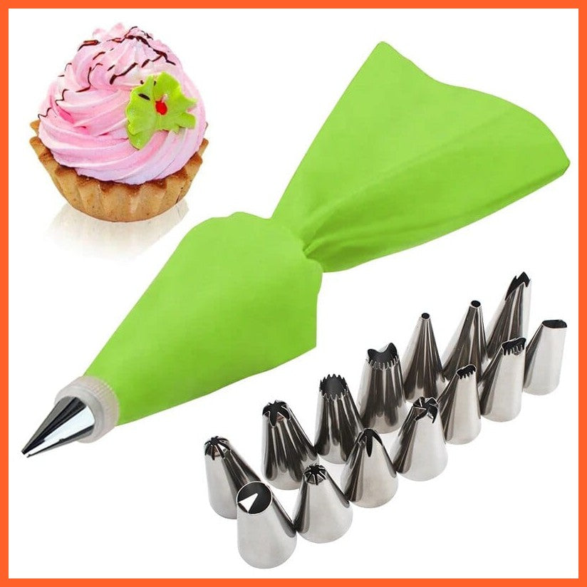 whatagift.com.au A 16PCS Green Kitchen Piping Bag Set - Confectionery & Pastry Decorating Tools