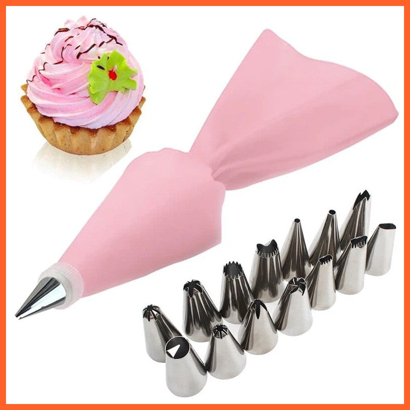whatagift.com.au A 16PCS Pink Kitchen Piping Bag Set - Confectionery & Pastry Decorating Tools