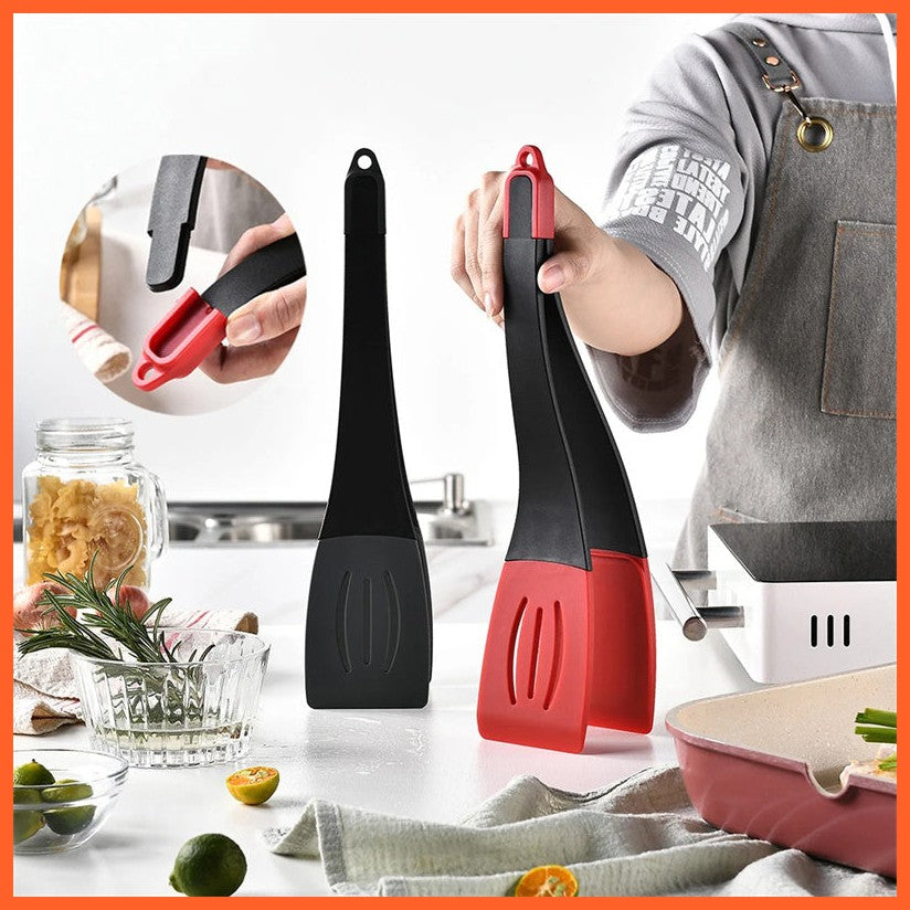 3 In 1 Frying Spatula Clip Silicone Food Clip Frying Steak Pancakes Shovel Slotted Turners Kitchen Tools Cooking Utensils Kitchen Gadgets