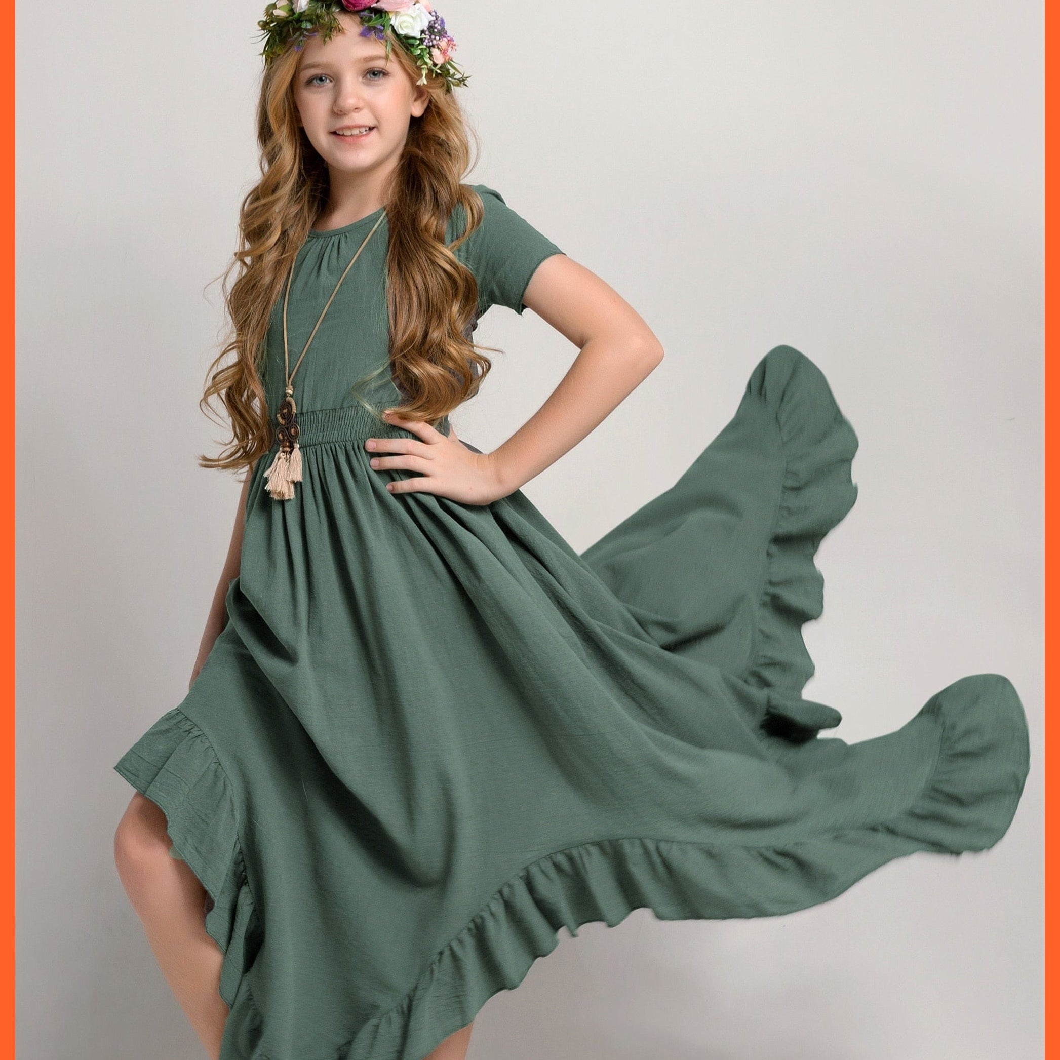 whatagift.com.au Agave / 3y Girls Lace Cotton Long Princess Dresses