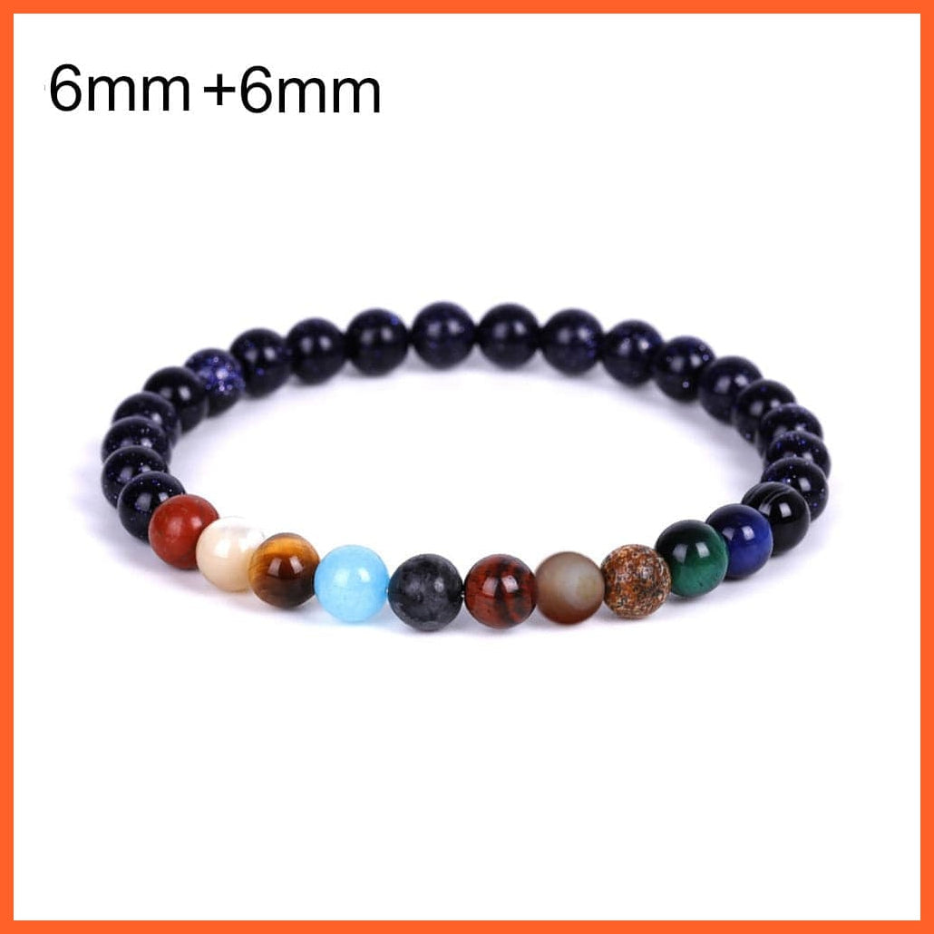 whatagift.com.au AO-6mm-6mm / Women Size Natural Stone Eight Planets Bead Bracelets For Men Women | Universe Seven Chakra Energy Wristband