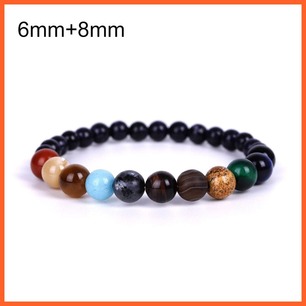 whatagift.com.au AO-6mm-8mm / Women Size Natural Stone Eight Planets Bead Bracelets For Men Women | Universe Seven Chakra Energy Wristband