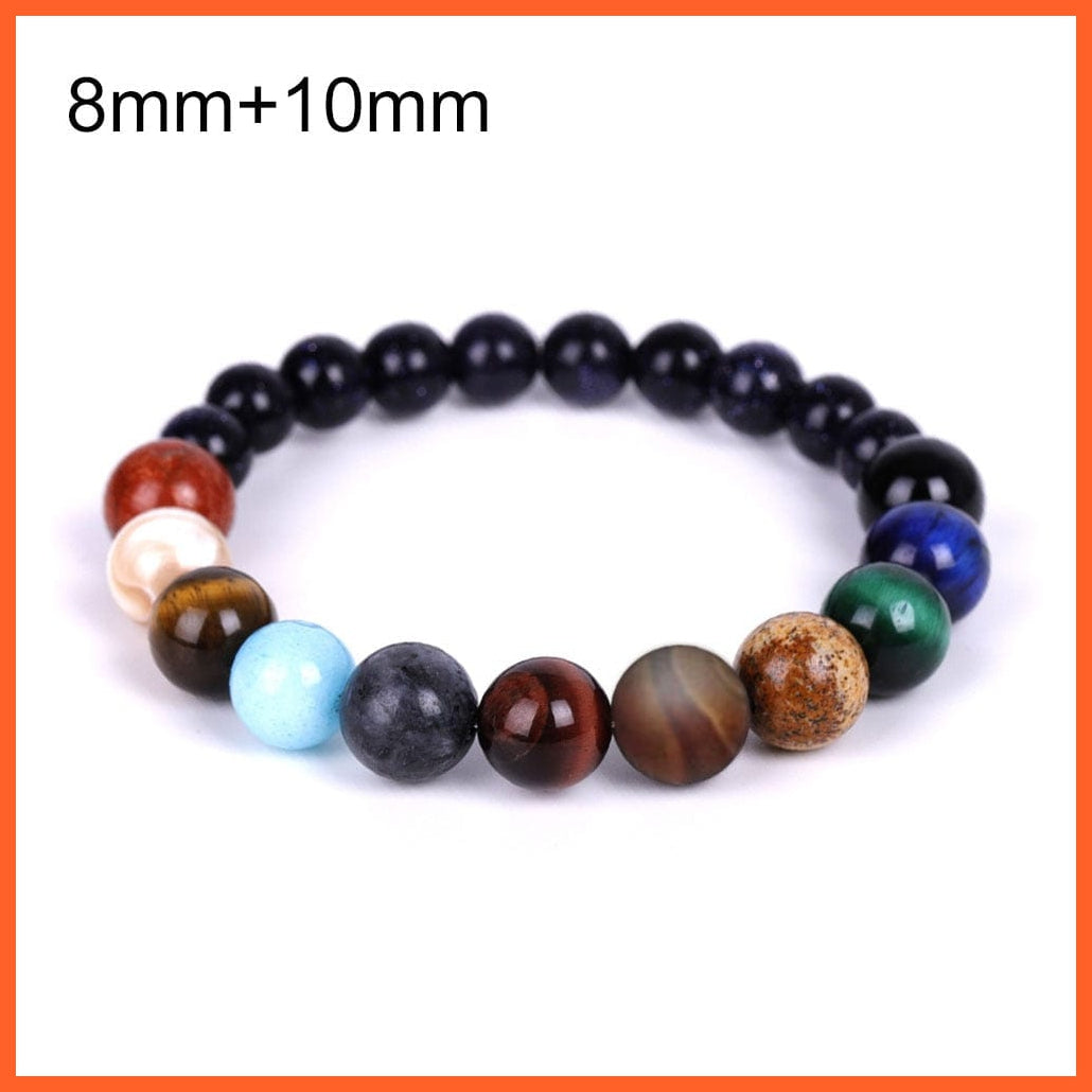 whatagift.com.au AO-8mm-10mm / Women Size Natural Stone Eight Planets Bead Bracelets For Men Women | Universe Seven Chakra Energy Wristband