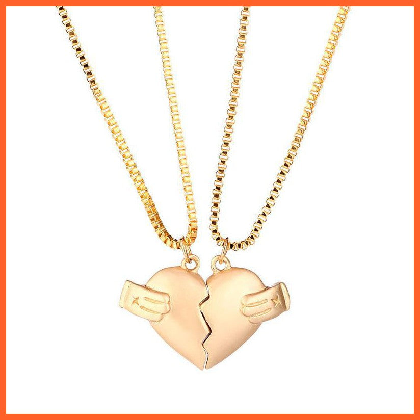 Creative Magnet Love Necklace 2Pcs Heart-Broken Shape Necklace Men And Women Personalized Jewelry For Valentine'S Day
