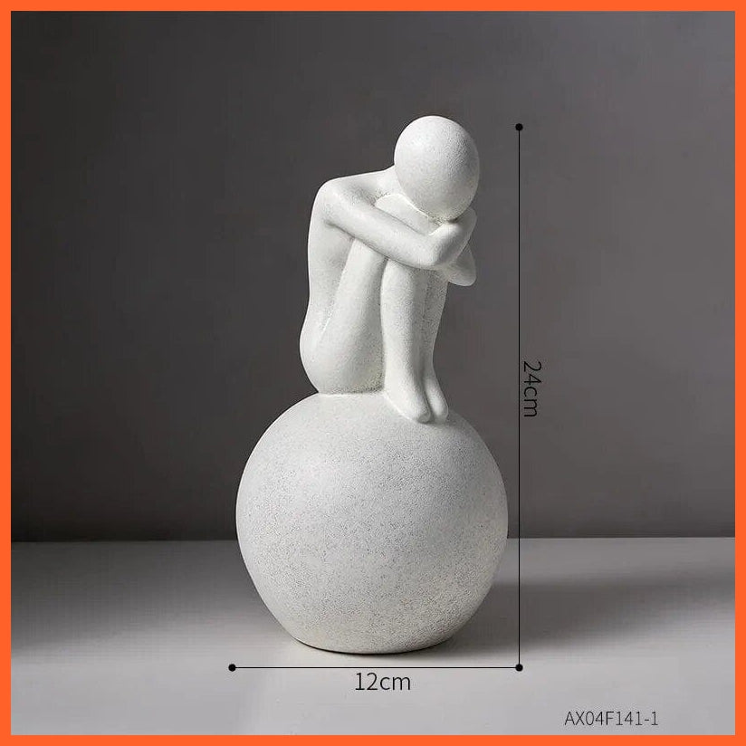 whatagift.com.au Ball-white Off White Couple Statue Decorative Sculpture | Home Ceramic Couple Statue For Decoration