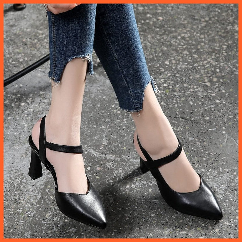 whatagift.com.au Black / 35 Soft Leather High Heel Strap Sandal