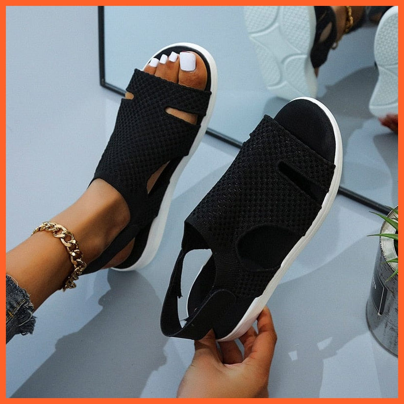 whatagift.com.au black / 36 Breathable Stretchable Casual Women Flats | Buckle Strap Flat Sandal