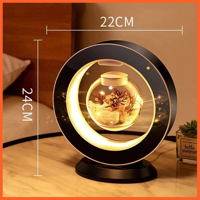 whatagift.com.au Black / EU Plug LED Magnetic Levitating flower bedroom table lamp | Magnetic Rotatory Glass Light Gift For Home Decore