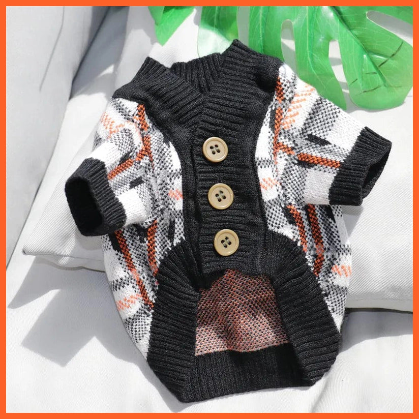 whatagift.com.au black / XS Striped Knitted Sweater Coat for Puppies and Kittens | Winter Clothes for Pet, Dog, Cat