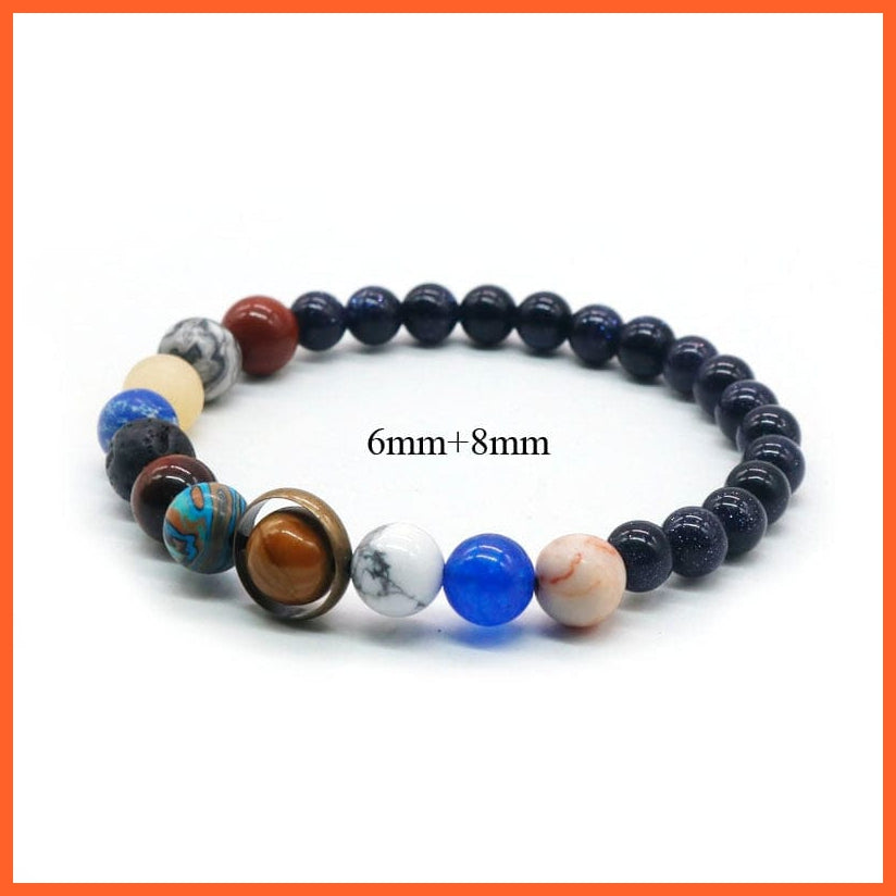 whatagift.com.au BS 6mm-8mm / Women Size Natural Stone Eight Planets Bead Bracelets For Men Women | Universe Seven Chakra Energy Wristband