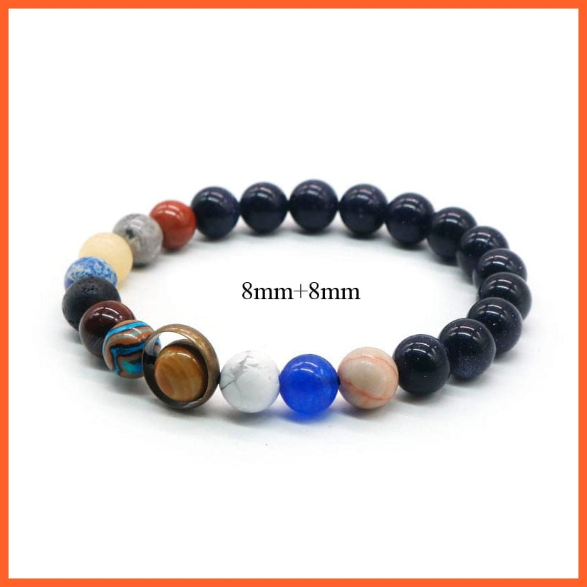 whatagift.com.au BS 8mm-8mm / Women Size Natural Stone Eight Planets Bead Bracelets For Men Women | Universe Seven Chakra Energy Wristband