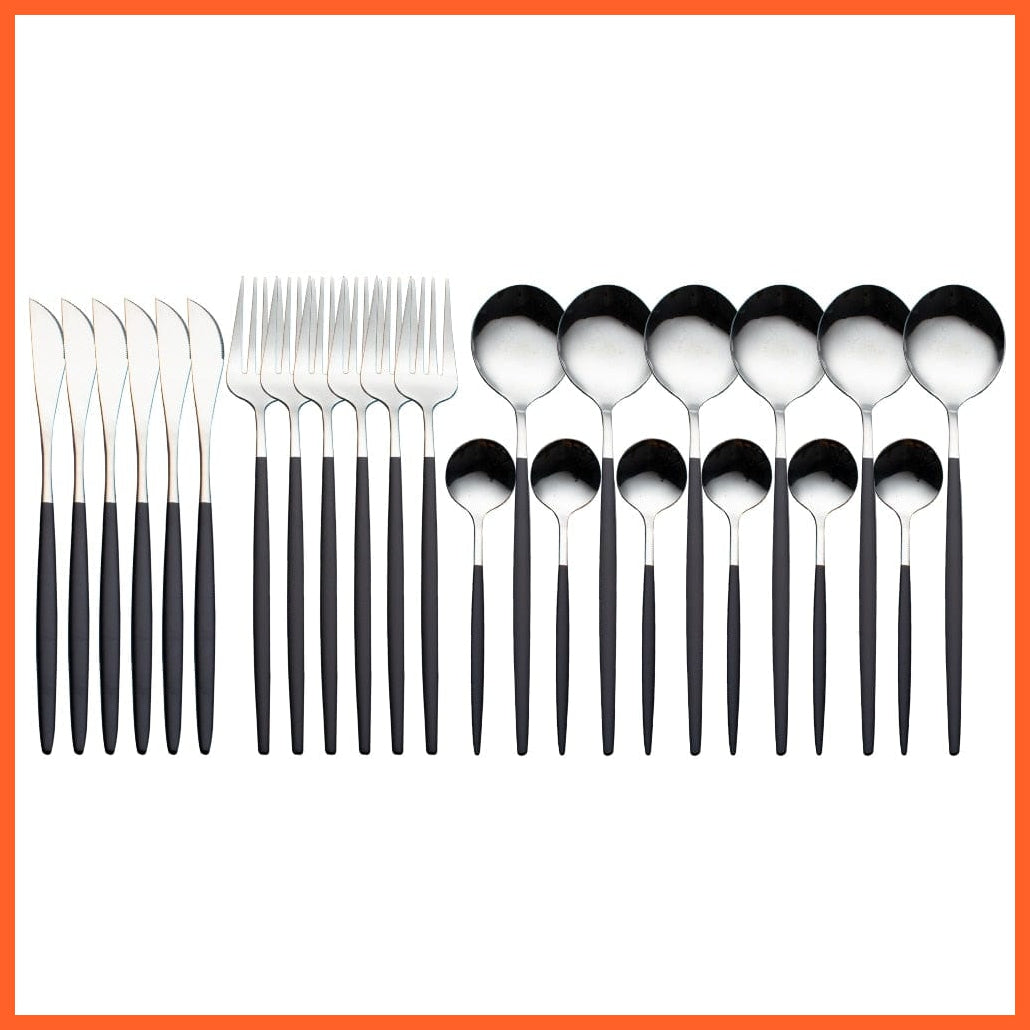 whatagift.com.au China / black silver 24pcs Gold Dinnerware Knife Fork Spoon Stainless Steel Set  | Cutlery Set