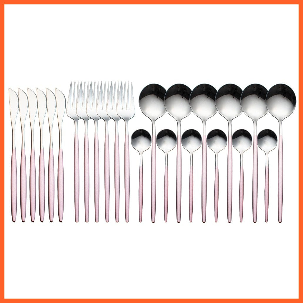 whatagift.com.au China / Pink silver 24pcs Gold Dinnerware Knife Fork Spoon Stainless Steel Set  | Cutlery Set