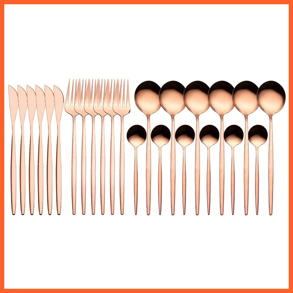 whatagift.com.au China / Rose gold 24pcs Gold Dinnerware Knife Fork Spoon Stainless Steel Set  | Cutlery Set