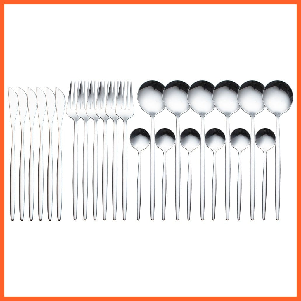 whatagift.com.au China / silver 24pcs Gold Dinnerware Knife Fork Spoon Stainless Steel Set  | Cutlery Set