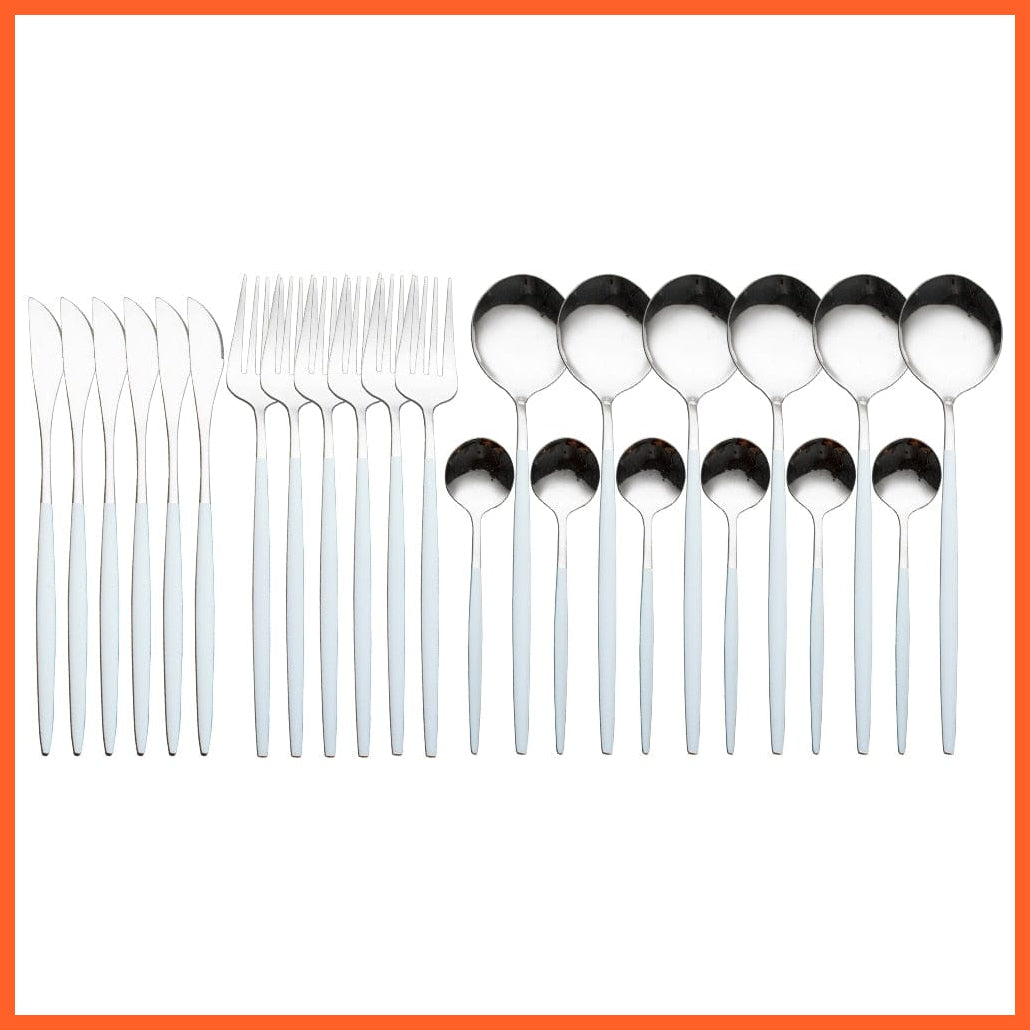 whatagift.com.au China / White silver 24pcs Gold Dinnerware Knife Fork Spoon Stainless Steel Set  | Cutlery Set