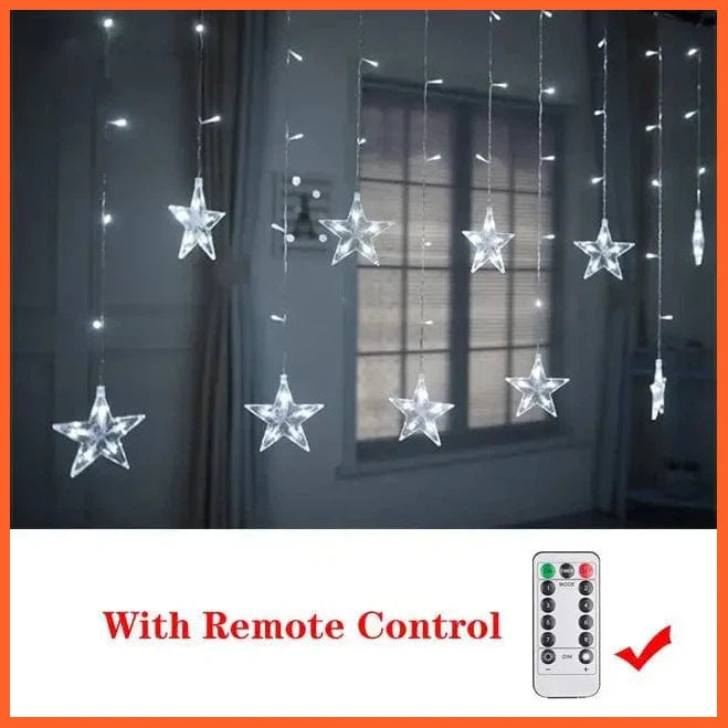 whatagift.com.au cold white 2 remote / 220V EU Plug LED Christmas Decor String Garland Curtain Light | Accessories for Christmas Decoration
