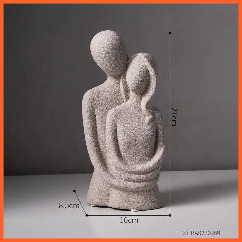 whatagift.com.au Couple-gray Off White Couple Statue Decorative Sculpture | Home Ceramic Couple Statue For Decoration