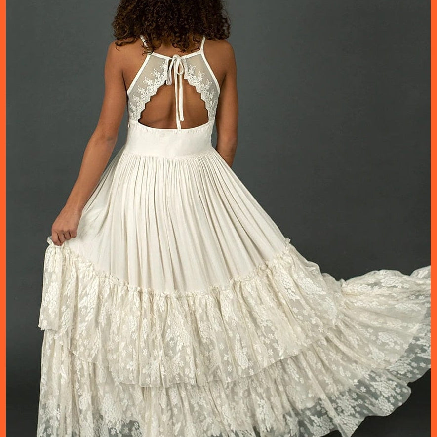 whatagift.com.au Cream / 3y Girls Lace Cotton Long Princess Dresses
