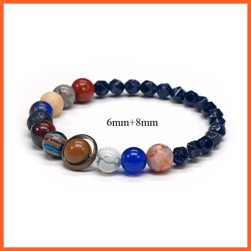 whatagift.com.au Cut-BS-6mm-8mm / Women Size Natural Stone Eight Planets Bead Bracelets For Men Women | Universe Seven Chakra Energy Wristband