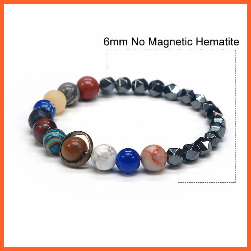 whatagift.com.au Cut-Hematite-6mm-8mm / Women Size Natural Stone Eight Planets Bead Bracelets For Men Women | Universe Seven Chakra Energy Wristband