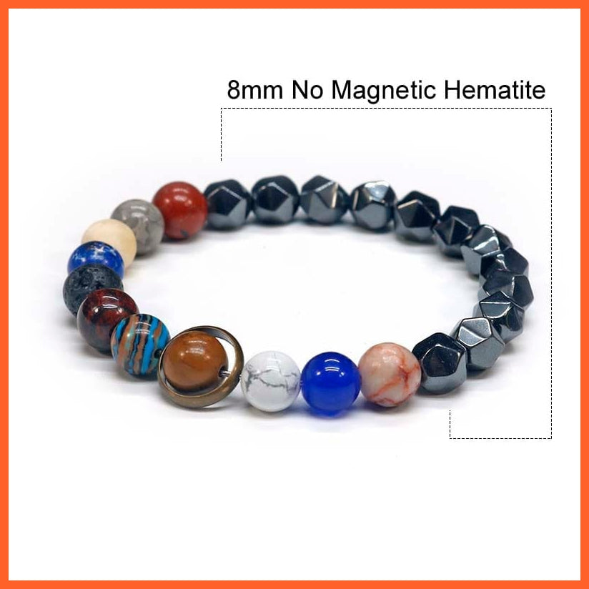 whatagift.com.au Cut-Hematite-8mm-8mm / Women Size Natural Stone Eight Planets Bead Bracelets For Men Women | Universe Seven Chakra Energy Wristband