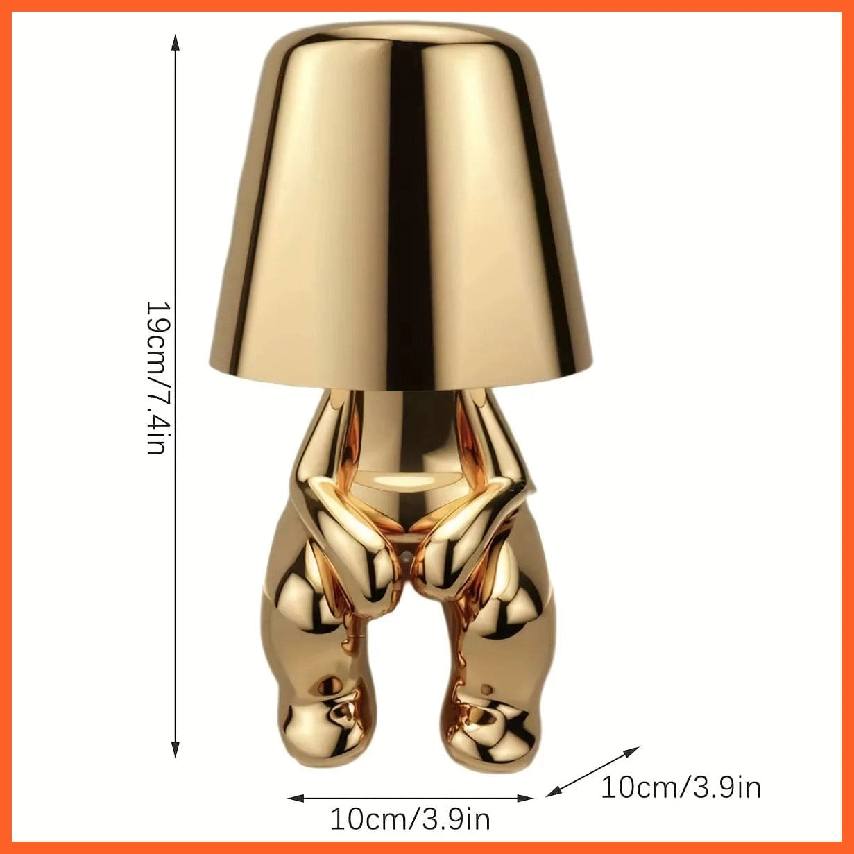 whatagift.com.au D Golden Color Thinker Statue LED Table Lamp With USB Port| Nightstand Lamp For Home, Living Room