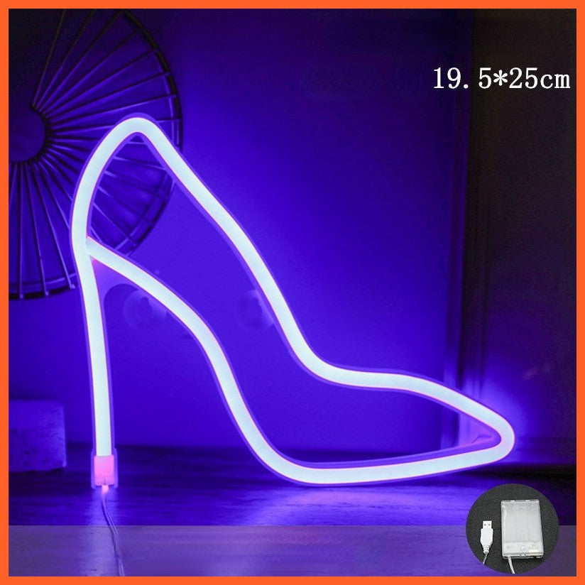 Led High-Heeled Shoes Shape Neon Light Ornament