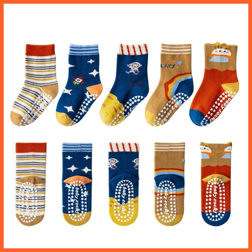 whatagift.com.au DJ-905(5 pairs) / S(1T-3T) Cotton Non-slip Socks for Kids