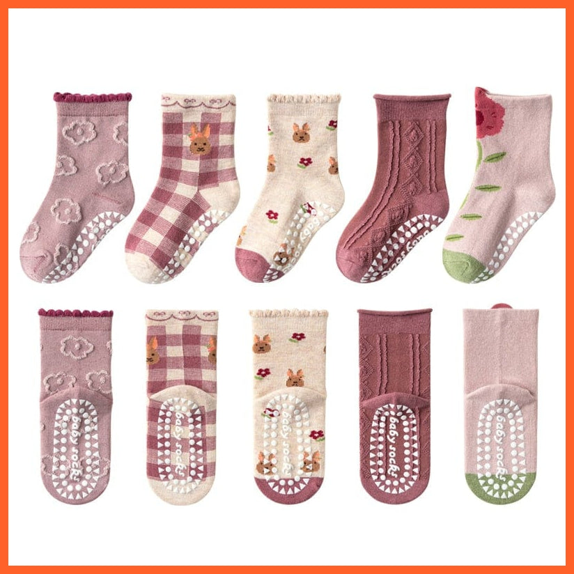 whatagift.com.au DJ-918(5 pairs) / S(1T-3T) Cotton Non-slip Socks for Kids