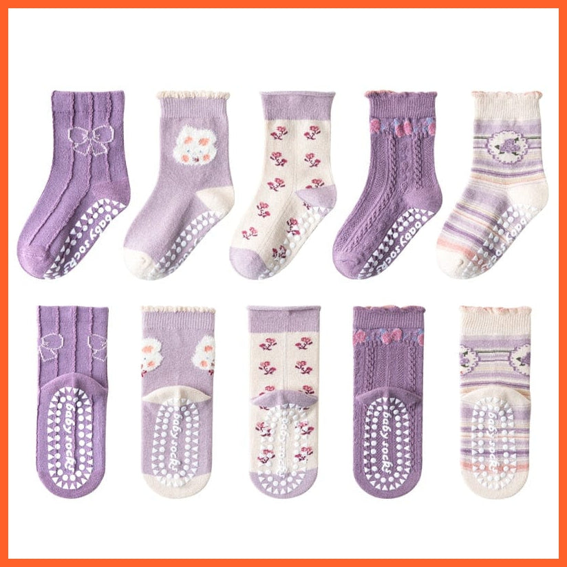 whatagift.com.au DJ-930(5 pairs) / S(1T-3T) Cotton Non-slip Socks for Kids