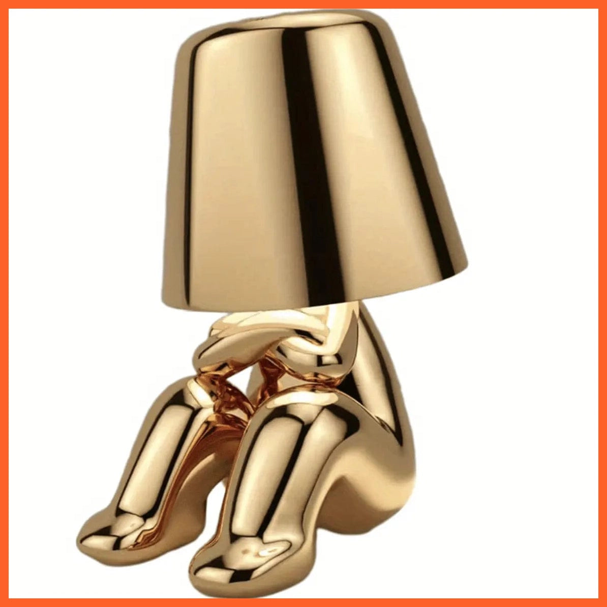 whatagift.com.au E Golden Color Thinker Statue LED Table Lamp With USB Port| Nightstand Lamp For Home, Living Room