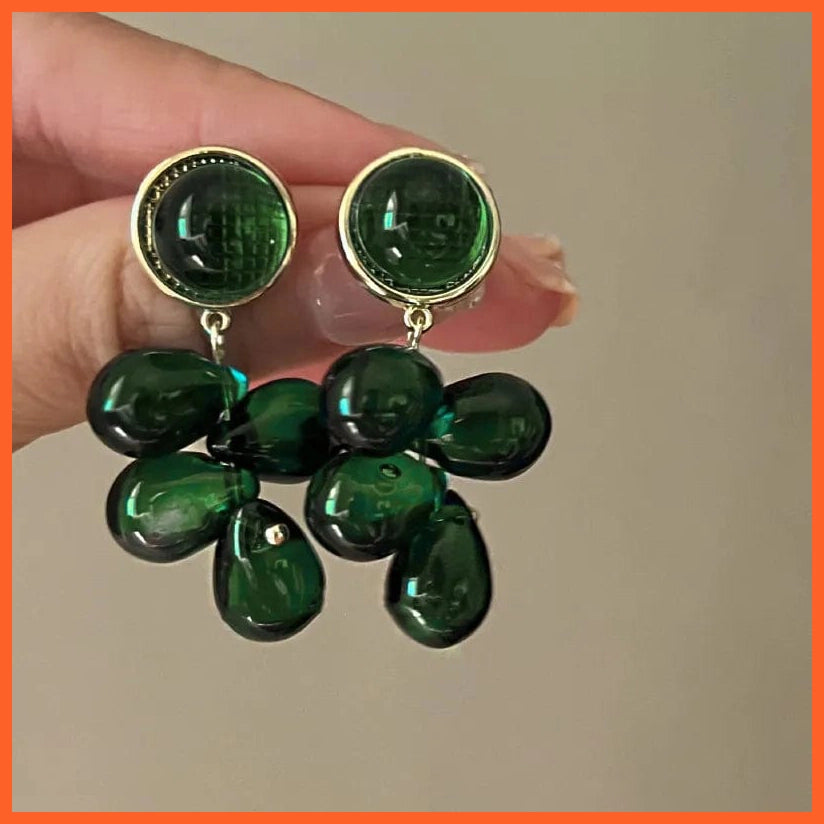 whatagift.com.au E1701 Shiny Green Rhinestone Pendant Earrings