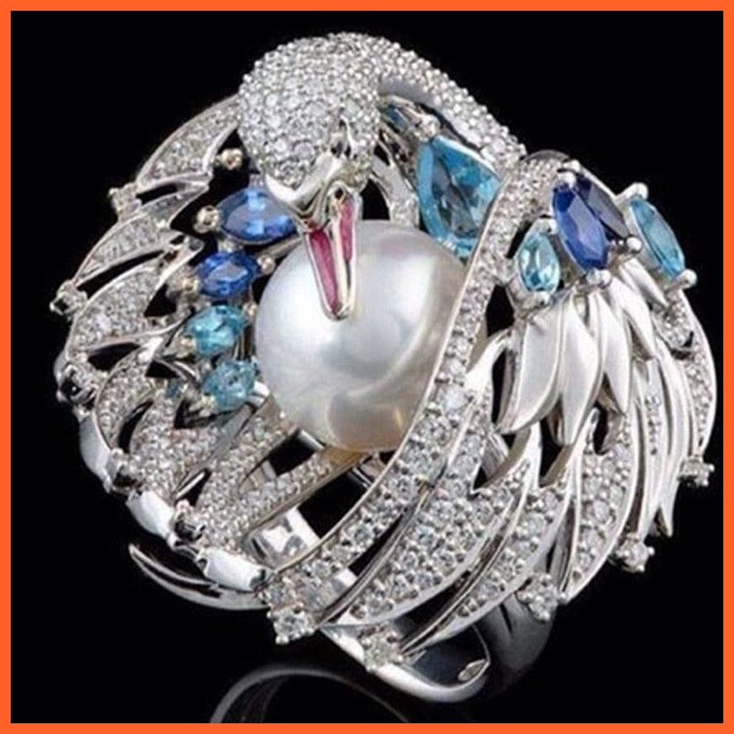 whatagift.com.au Exquisite Shiny Luxury Vintage White Swan Pearl Rings for Women