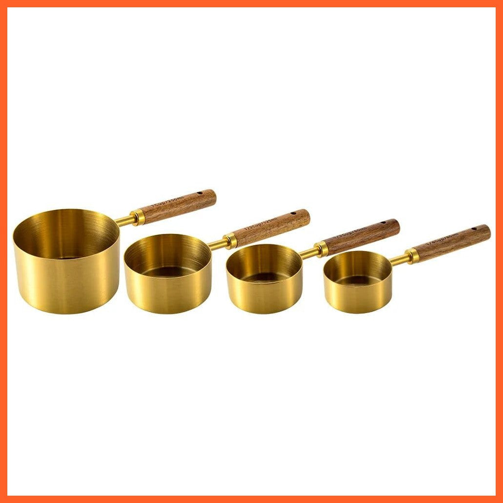 whatagift.com.au Gold L 4pcs Stainless Steel Measuring Spoons | Kitchen Accessories
