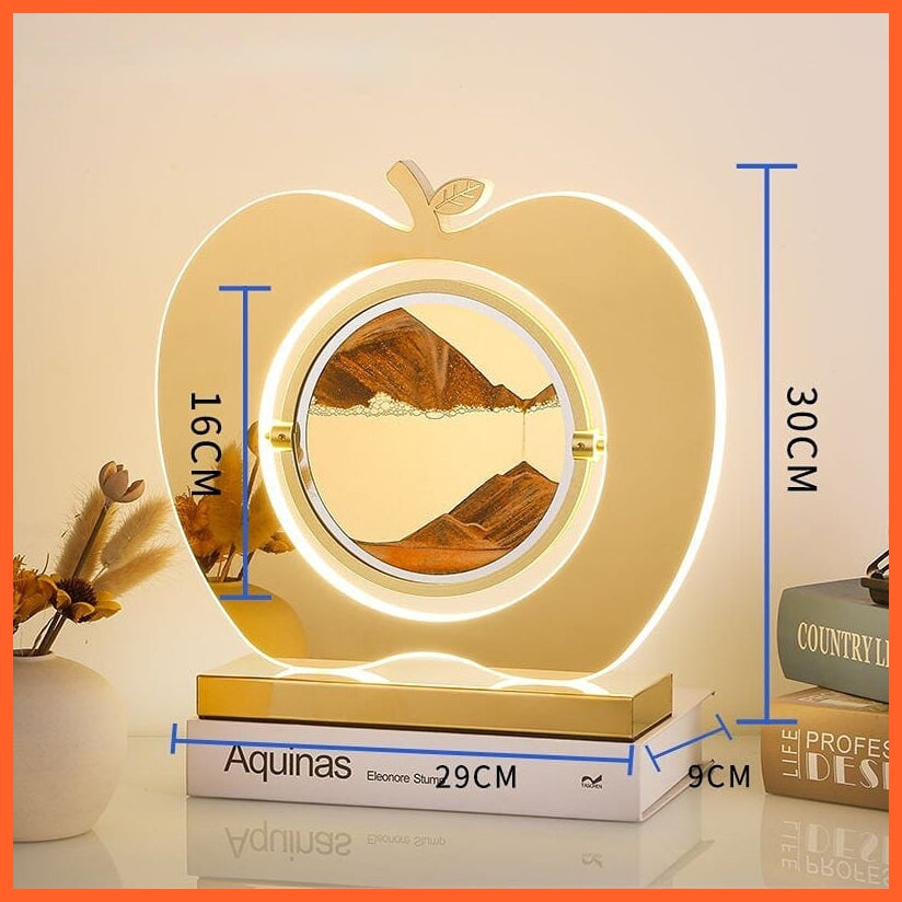 whatagift.com.au Gold--yellow / Push button switch LED Sand Art Apple Statue For Home Decoration | hourglass Led Lamp