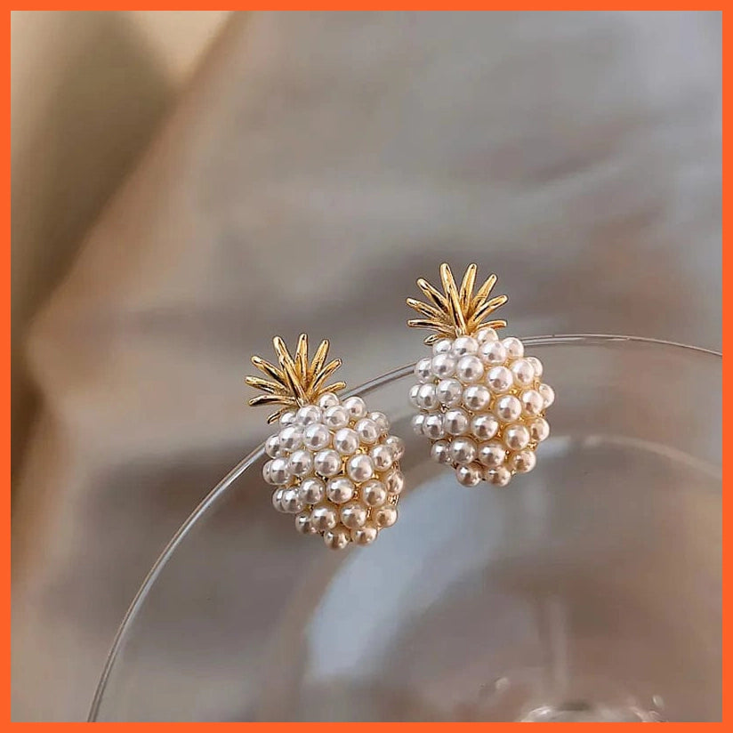whatagift.com.au Golden Pineapple Pearl Earrings