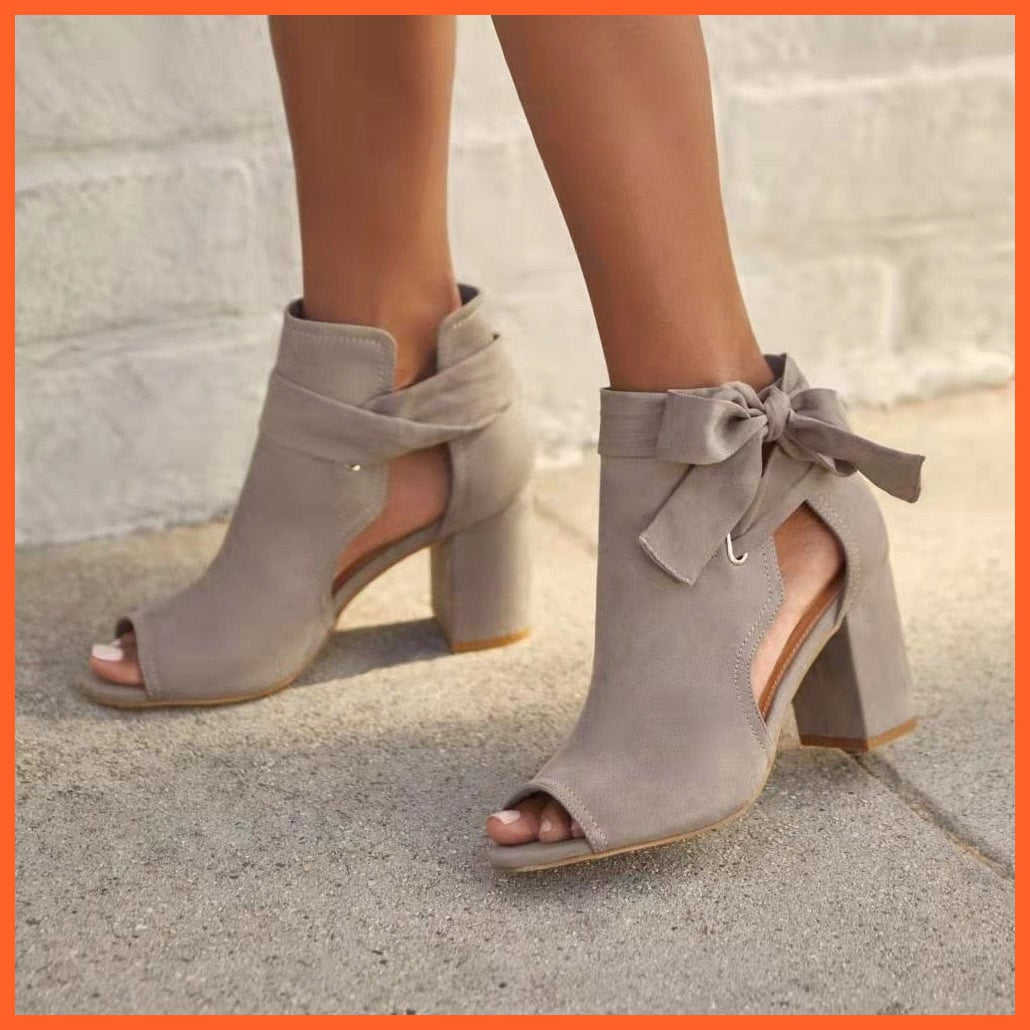 whatagift.com.au gray / 36 Black Red High-heel Sandal | Block Heels For Women | Peep Toe Footwear