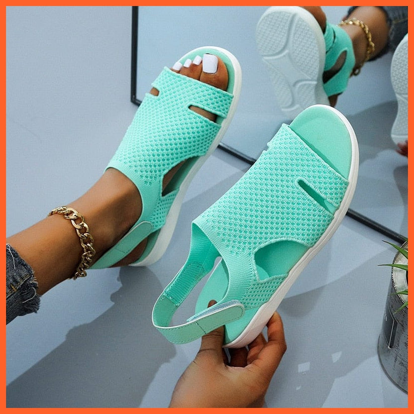 whatagift.com.au green / 36 Breathable Stretchable Casual Women Flats | Buckle Strap Flat Sandal