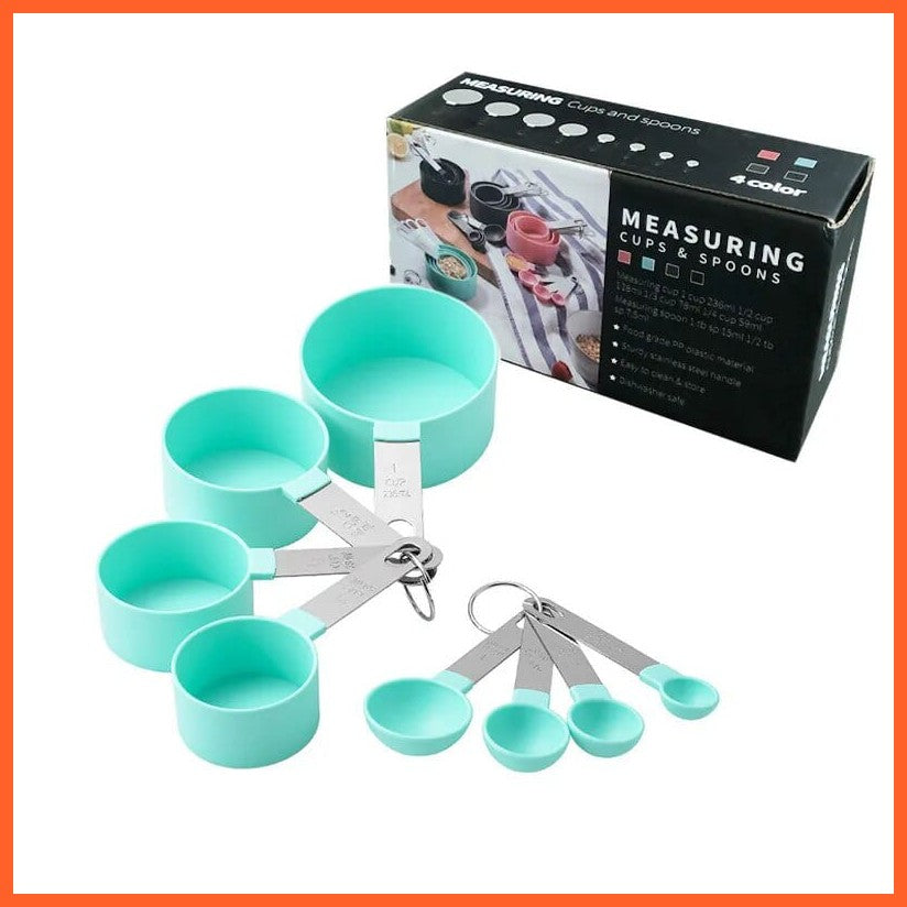 whatagift.com.au Green 8pcs Precise Measurements Stainless Steel Measuring Spoons and Cups | Your Baking Essentials