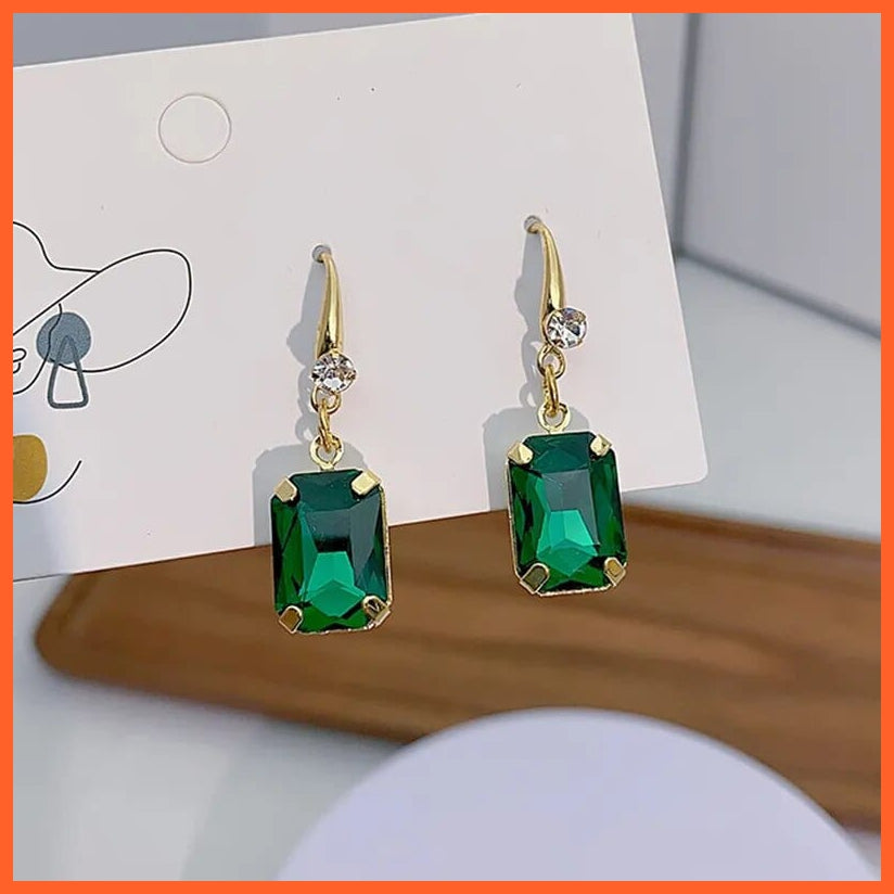 whatagift.com.au green Shiny Green Rhinestone Pendant Earrings