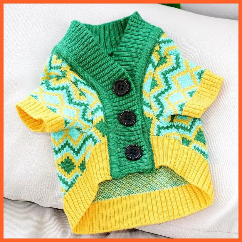 whatagift.com.au green / XS Striped Knitted Sweater Coat for Puppies and Kittens | Winter Clothes for Pet, Dog, Cat