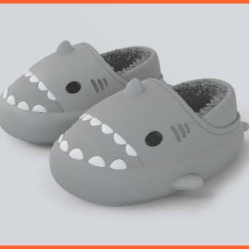 whatagift.com.au grey cover heel / 36-37 Standard Code Comfy Home Slippers | Winter Cartoon Shark Kids Slippers
