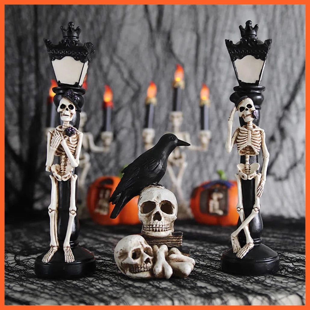 whatagift.com.au Halloween Glow Resin Skeleton Street Lamp for Home Table | Halloween Party Decoration Supplies